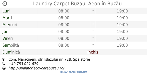 🕗 Programul Laundry Carpet Smart Buzău, tel. +40 088