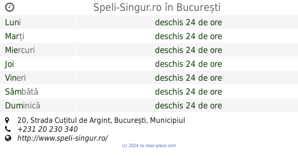 Programul De Lucru Speli Singur Ro BucureÈ™ti 20 Strada CuÈ›itul De Argint Tel 231 20 230 340