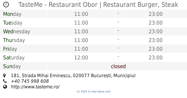 🕗 opening times, 181, Strada Mihai Eminescu, tel. +40 745 ...