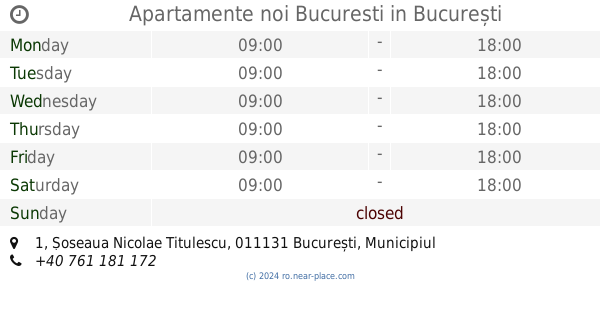 Opening Times Str Gara De Nord 6 8 Bucuresti Sector 1 Bucuresti 010857 BucureÈ™ti Contacts